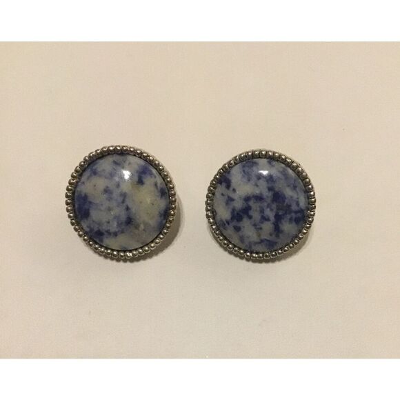 Gorgeous New Genuine Sodalite Gemstone Round Stud Earrings - Picture 1 of 1
